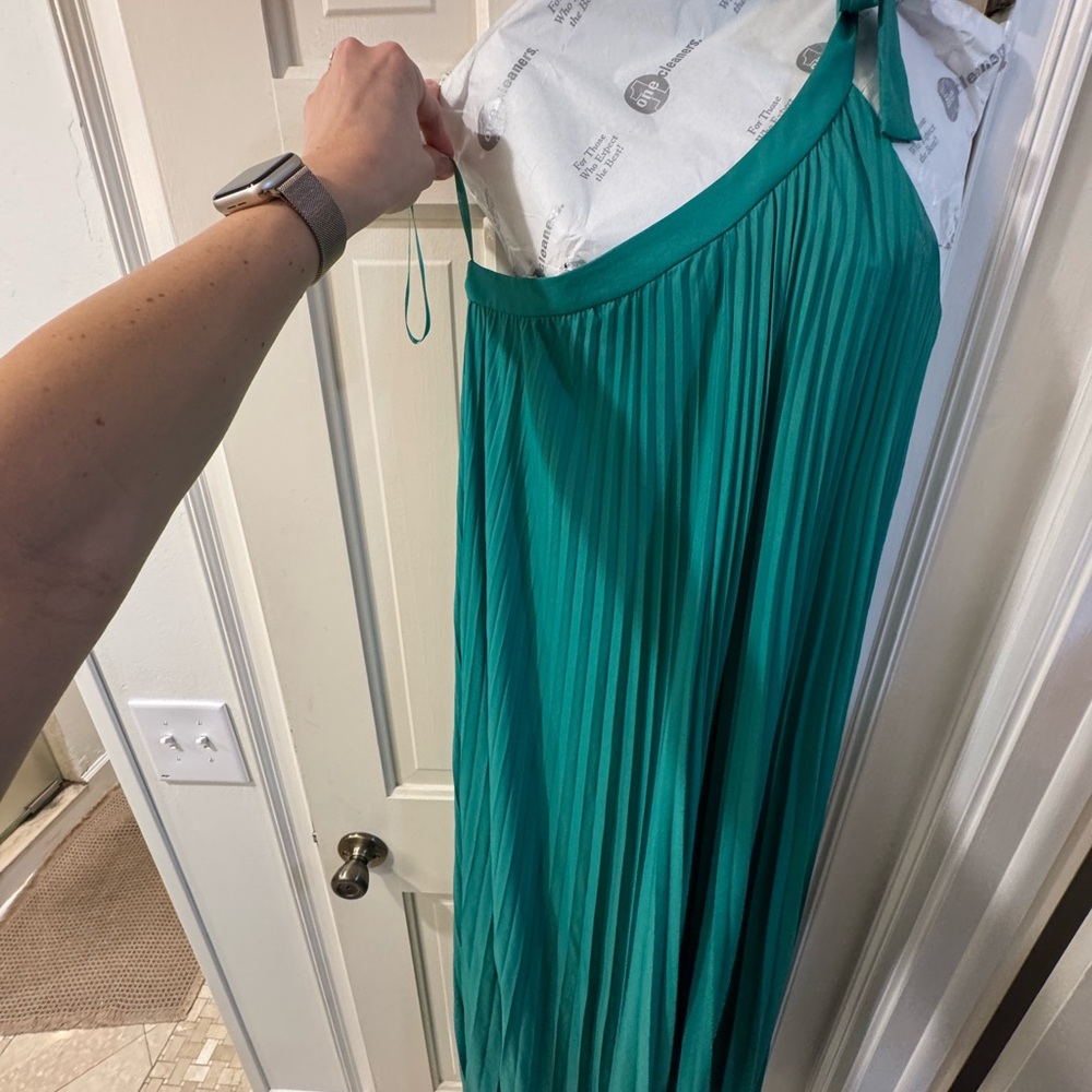 BCBGMaxAzria one shoulder floor length gown